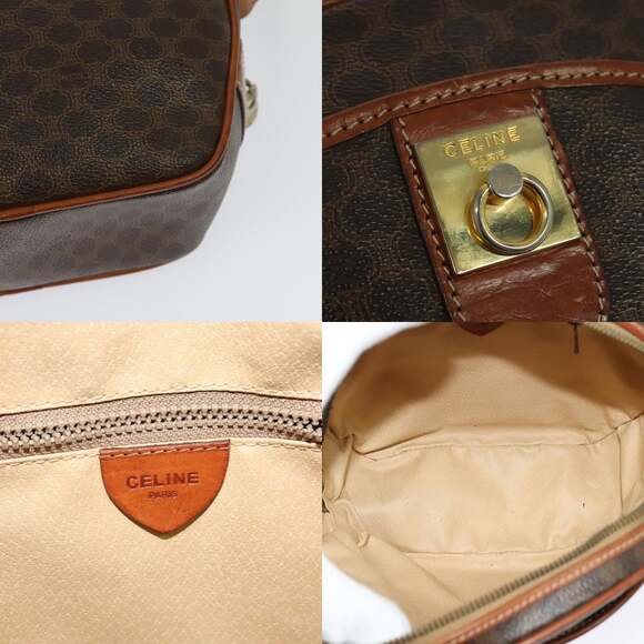 CELINE Macadam Canvas Shoulder Bag Pvc Leather Brown Gold - Picture 11 of 13